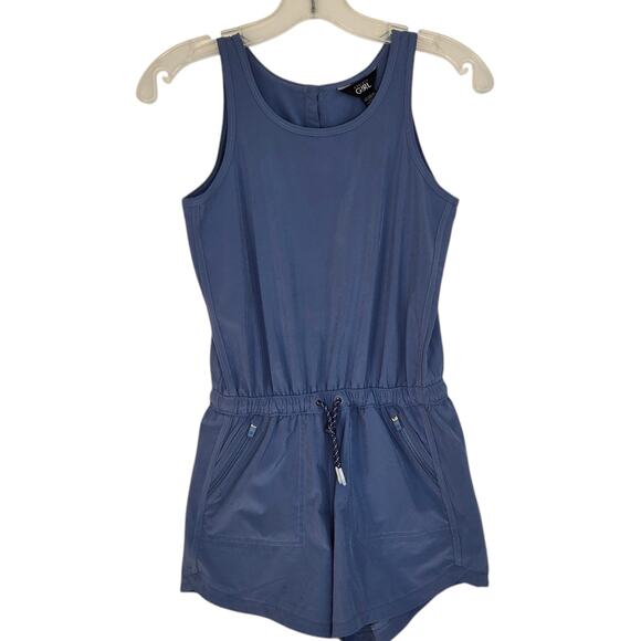 Athleta Girl On The Go Romper Swept Away Blue Snap Close Pockets Large 12 - Picture 3 of 11
